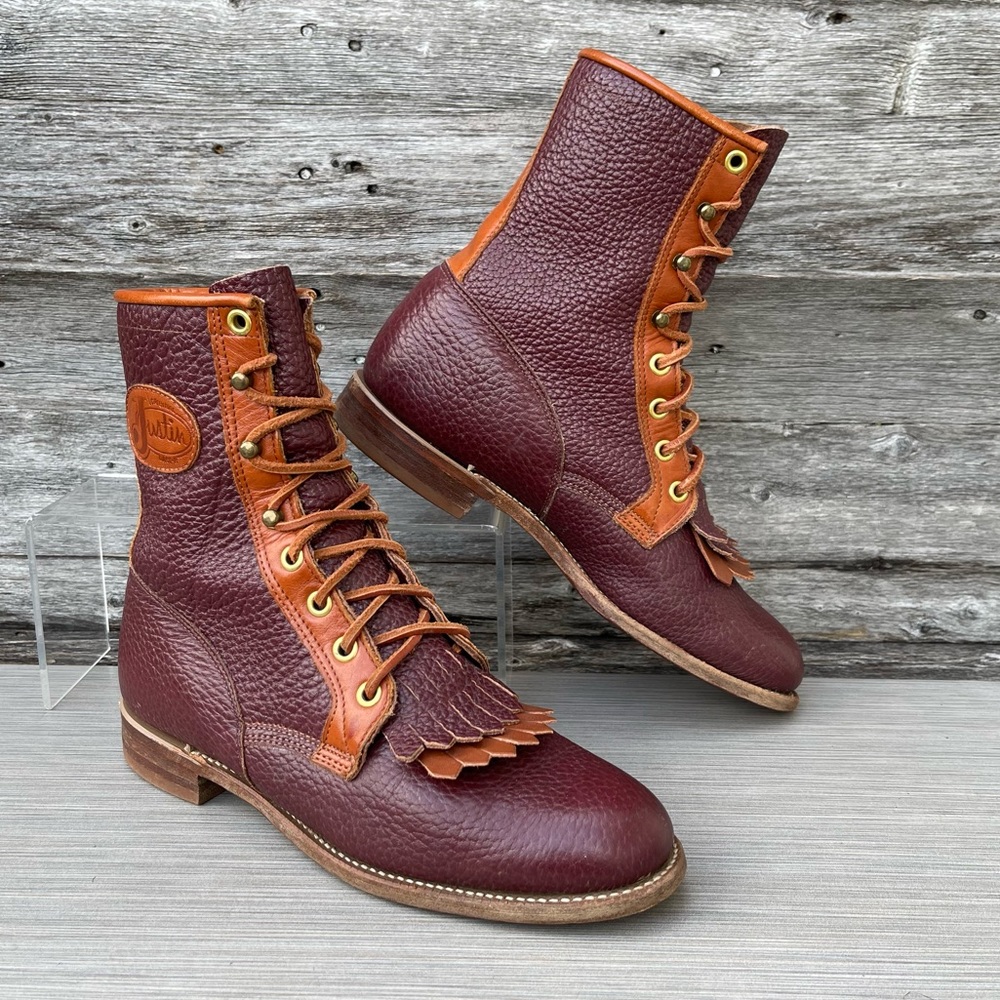 JUSTIN Kiltie Western Boots / Ws-Sz 6.5